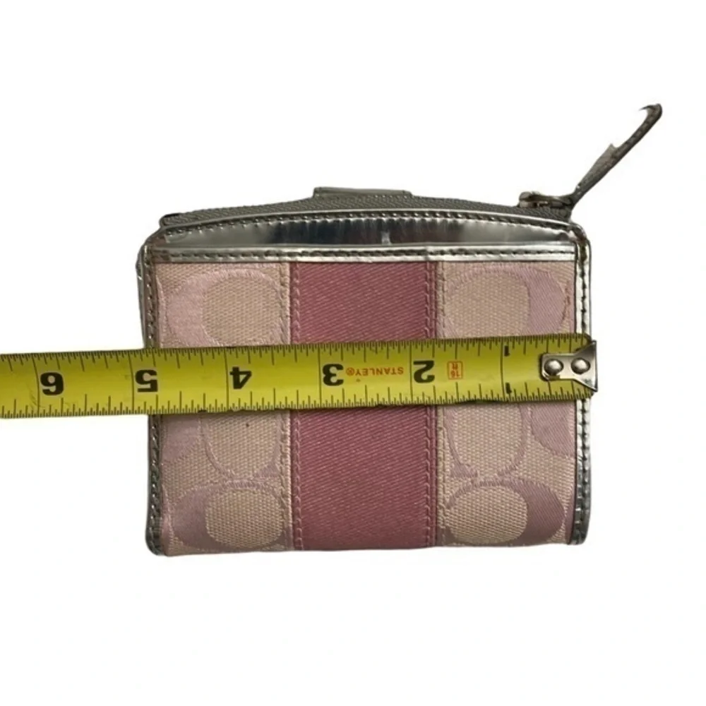 Coach vintage y2k pink and silver signature c strapped wallet